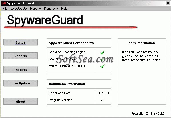 SpywareGuard Screenshot