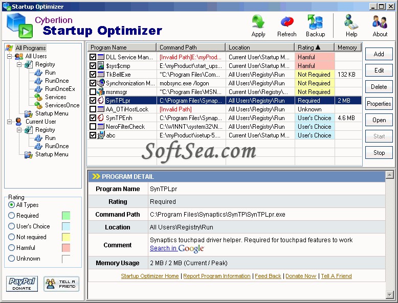 Startup Optimizer Screenshot