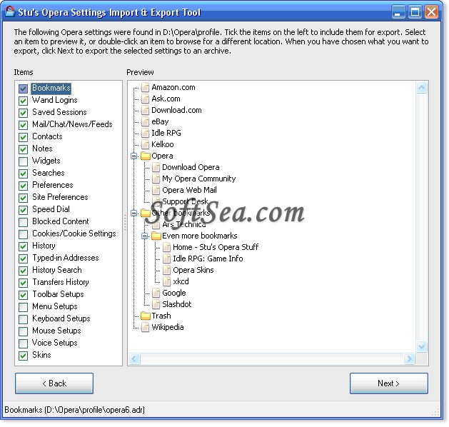 Stus Opera Settings Import & Export Tool Screenshot