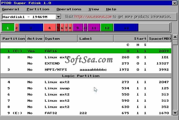 Super Fdisk Bootable CD Screenshot