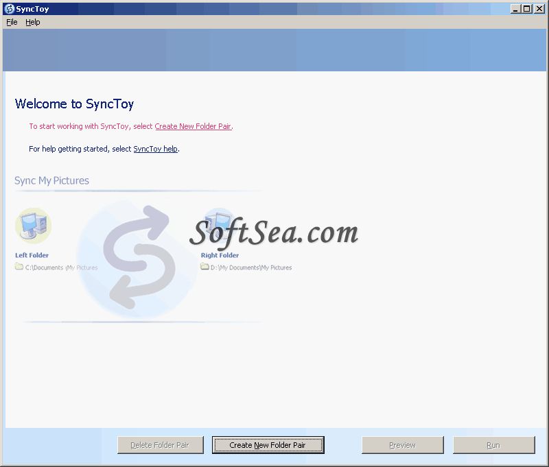 SyncToy for Windows XP Screenshot
