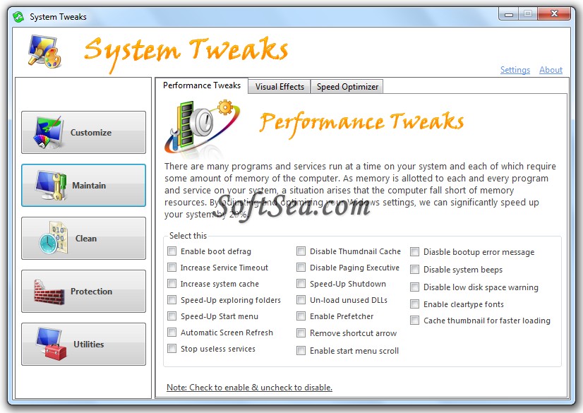 SystemTweaks Screenshot