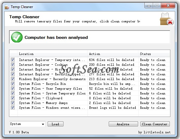 Temp Cleaner Freeware Screenshot