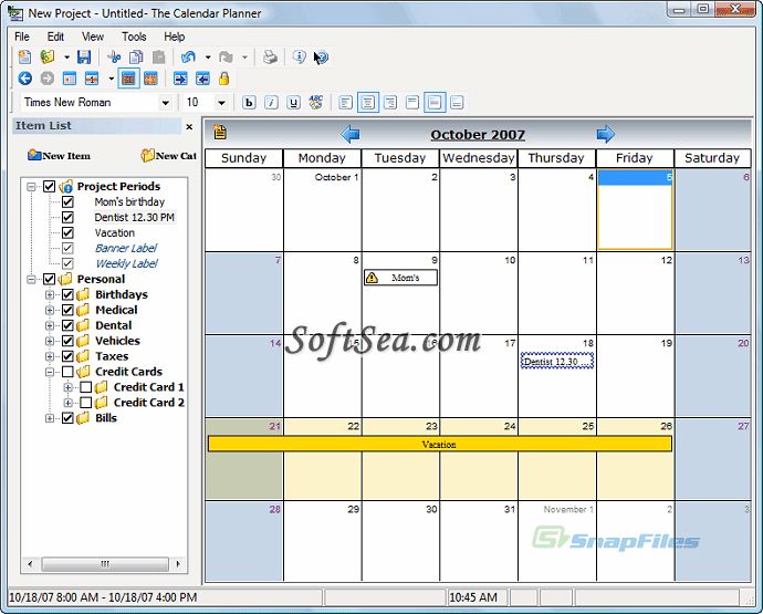 The Calendar Planner Screenshot