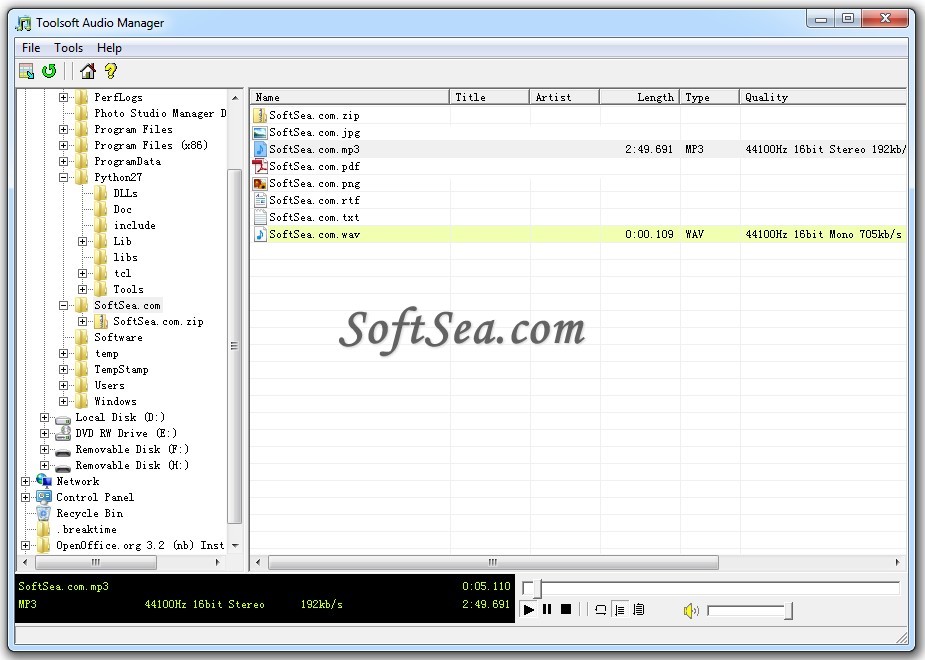 Toolsoft Audio Manager Screenshot