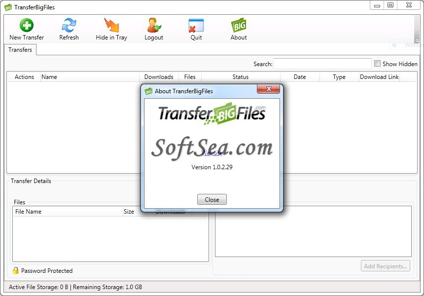 TransferBigFiles Screenshot