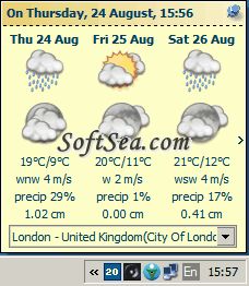 Tray Weather Forecast Screenshot