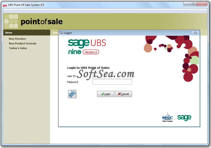 UBS Point of Sale System Screenshot