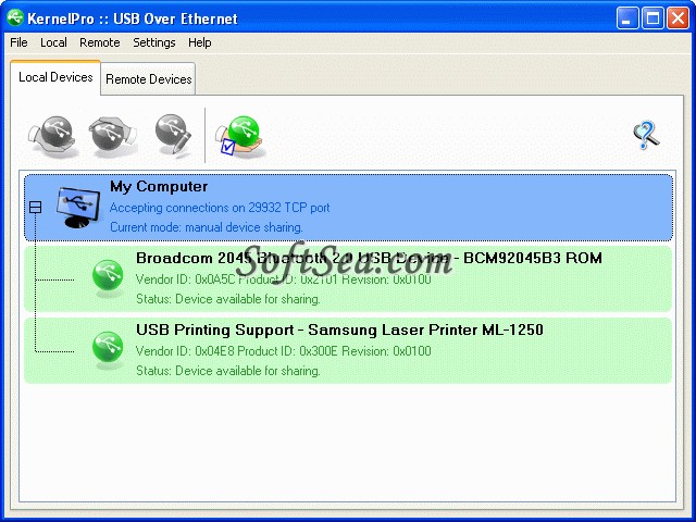 USB Over Ethernet Screenshot