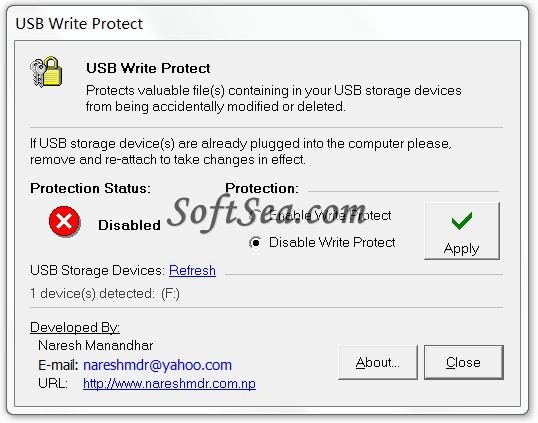 USB Write Protect Screenshot