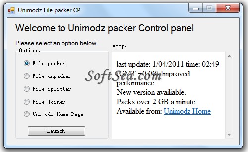 Unimodz File Packer Screenshot