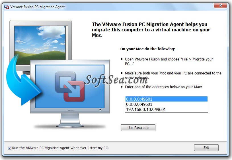 VMware Fusion PC Migration Agent Screenshot