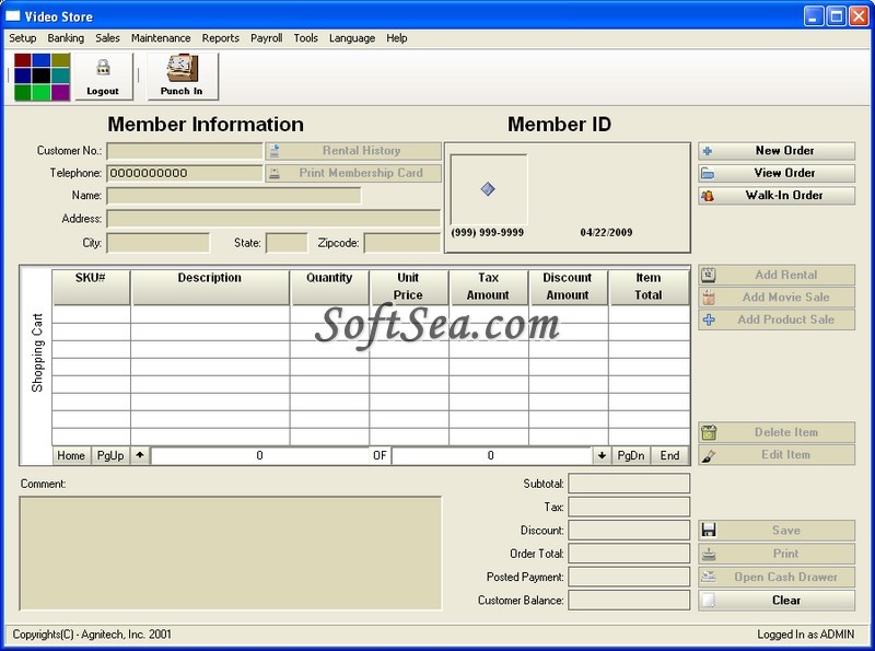 Video Rental Software Screenshot