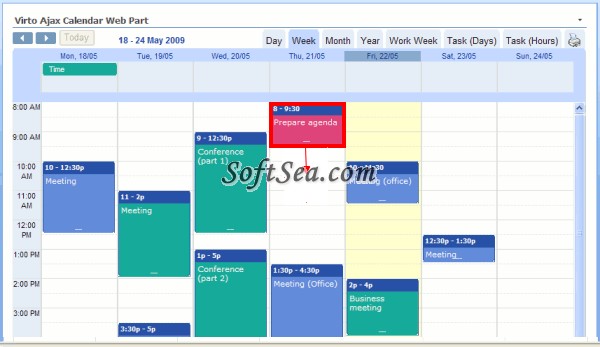 Virto Ajax Calendar for SharePoint Screenshot