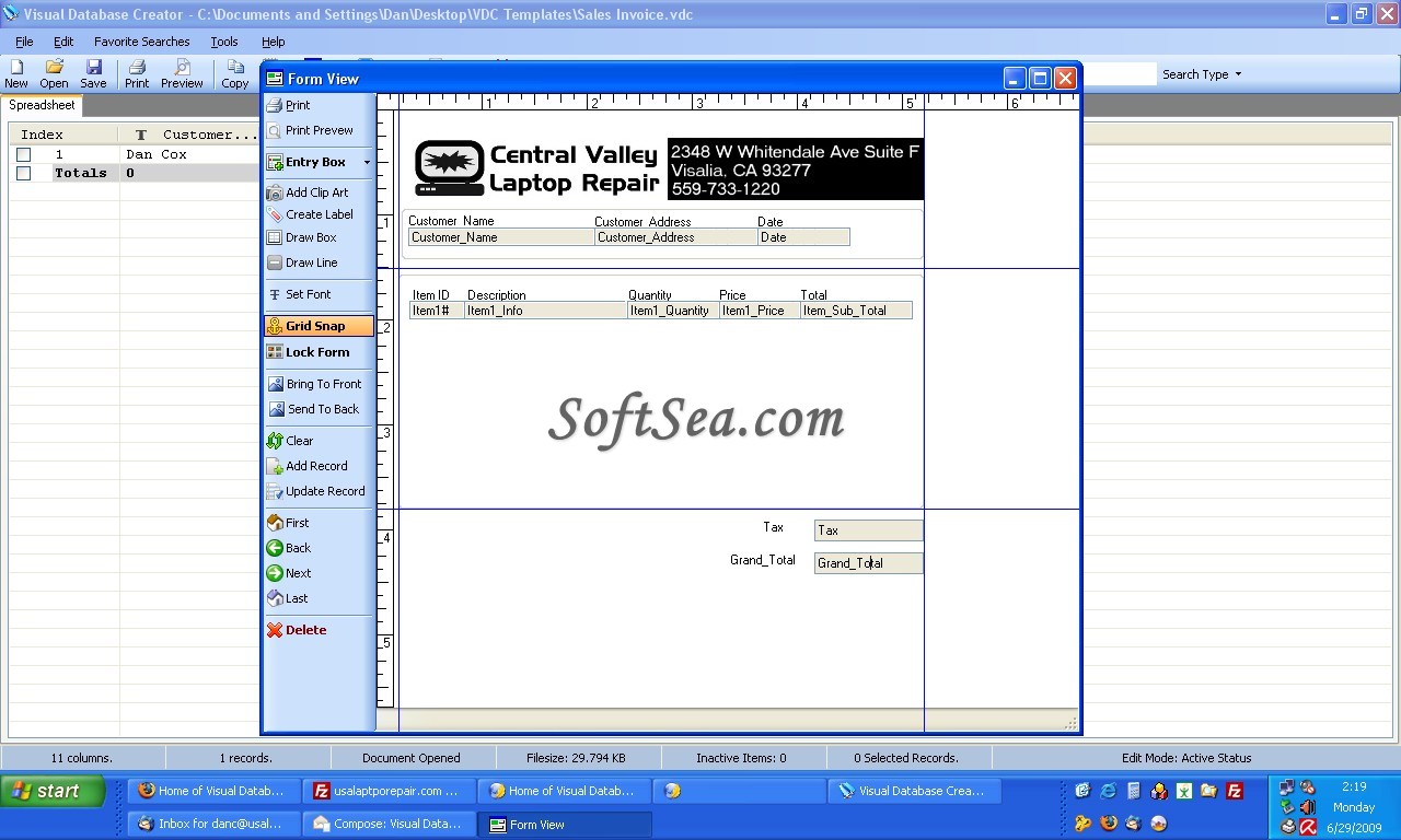 Visual Database Creator Screenshot