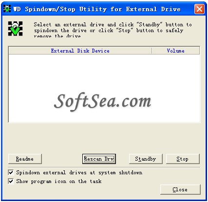 WD Spindown or Stop Utility Screenshot