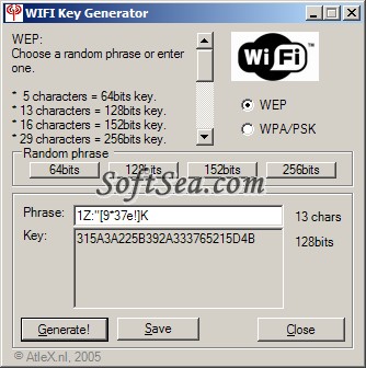 WIFI Key Generator Screenshot