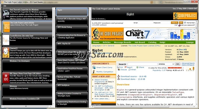 WPF RSS Feed Reader Screenshot