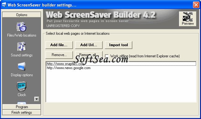 Web ScreenSaver Builder Screenshot