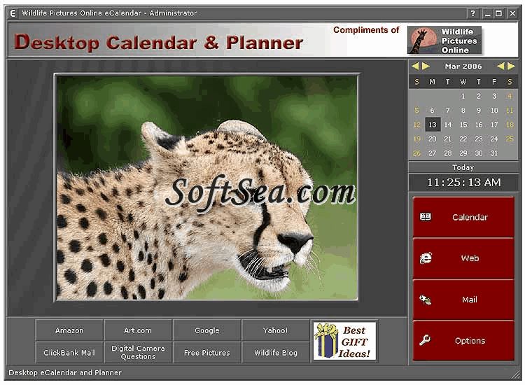 Wildlife Pictures Desktop Calendar and Planner Screenshot