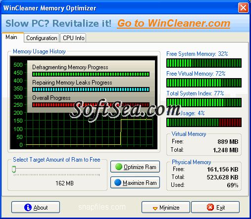 WinCleaner Memory Optimizer Screenshot