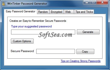 WinTinker Password Generator Screenshot