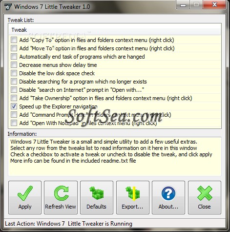 Windows 7 Little Tweaker Screenshot