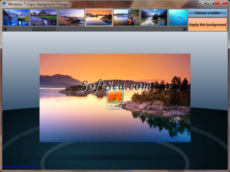Windows 7 Logon Background Changer Screenshot