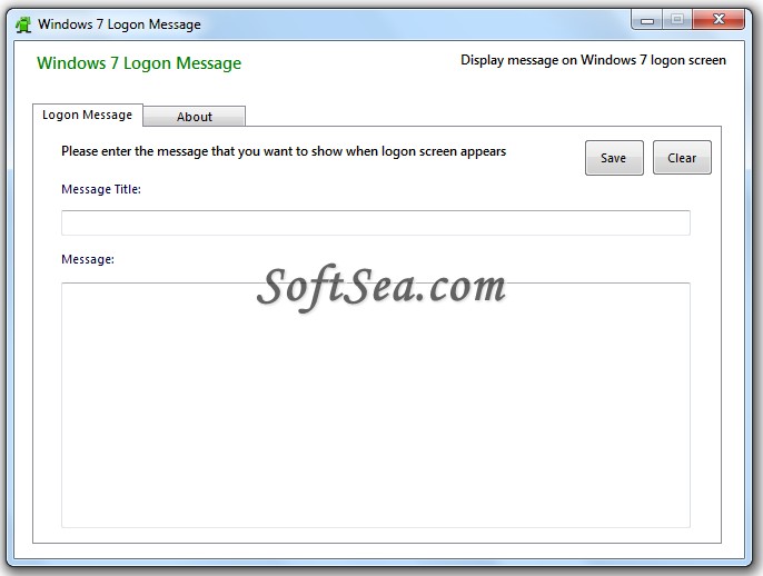 Windows 7 Logon Message Screenshot