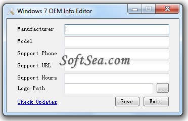 Windows 7 Oem Info Editor Screenshot
