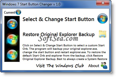 Windows 7 Start Button Changer Screenshot