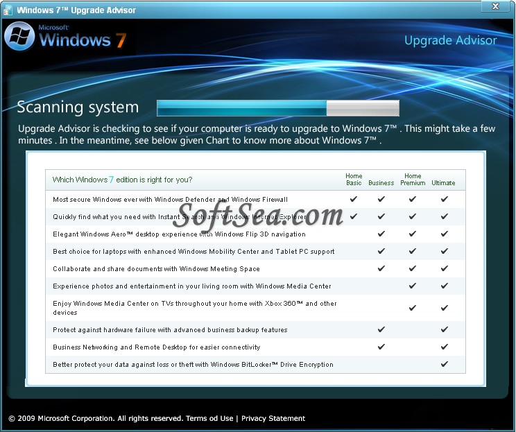 Windows 7 Upgrade Advisor Screenshot