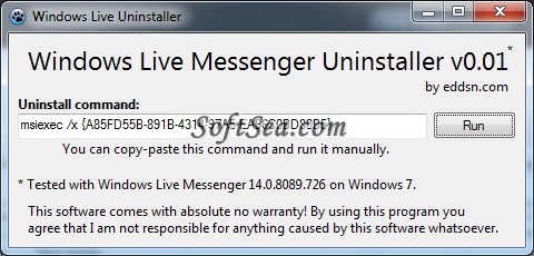 Windows Live Messenger Uninstaller Screenshot