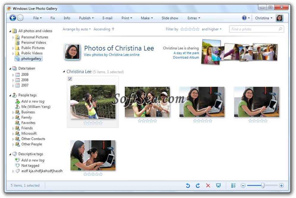 Windows Live Photo Gallery Screenshot
