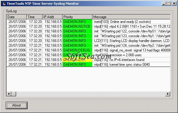 Windows NTP Time Server Syslog Monitor Screenshot