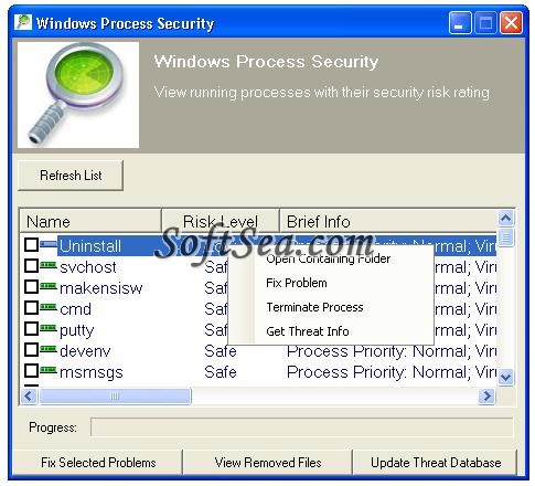 Windows Process Security Screenshot