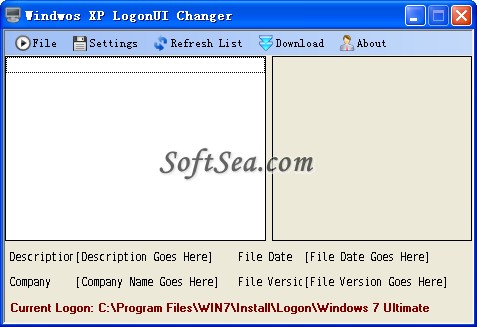 Windows XP LogonUI Changer Screenshot