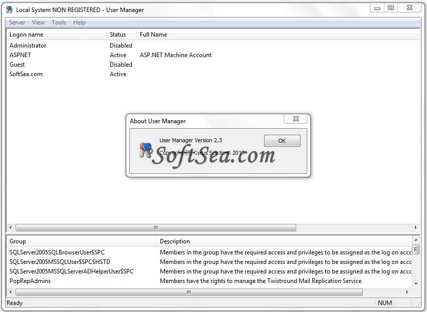 XP Home User Manager Screenshot