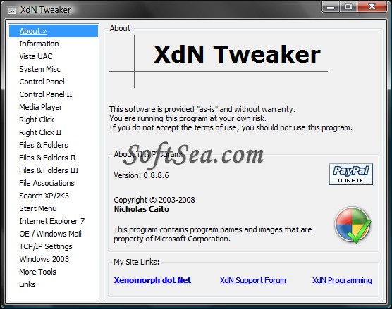 XdN Tweaker Screenshot