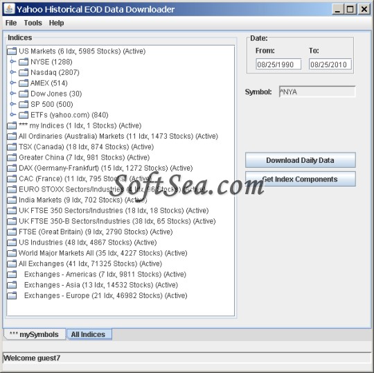 Yahoo Historical EOD Data Downloader Screenshot