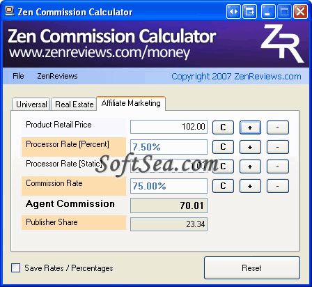 Zen Commission Calculator Screenshot
