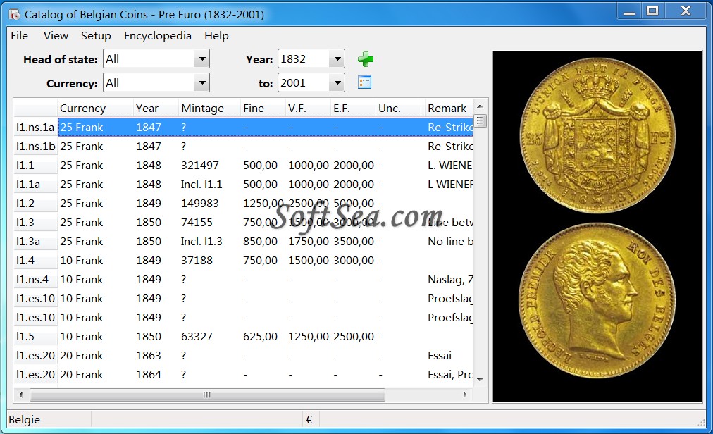 Zittergies Coin Catalog Software Screenshot