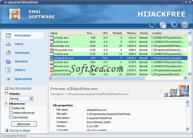 a-squared HiJackFree Screenshot