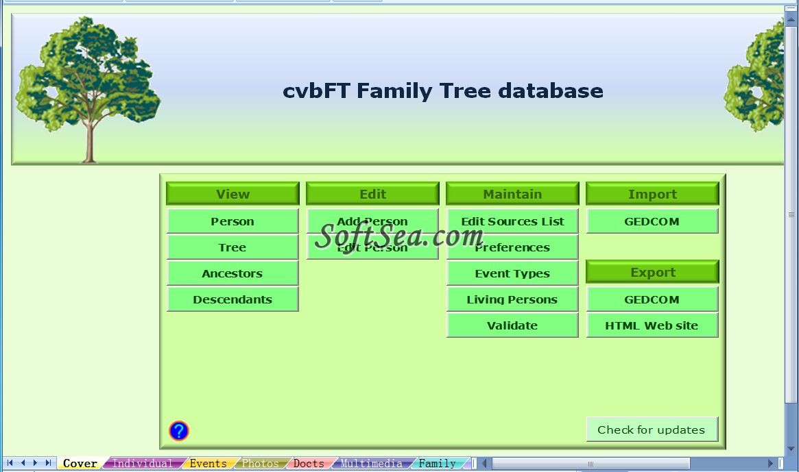 cvbFT Family Tree Database Screenshot
