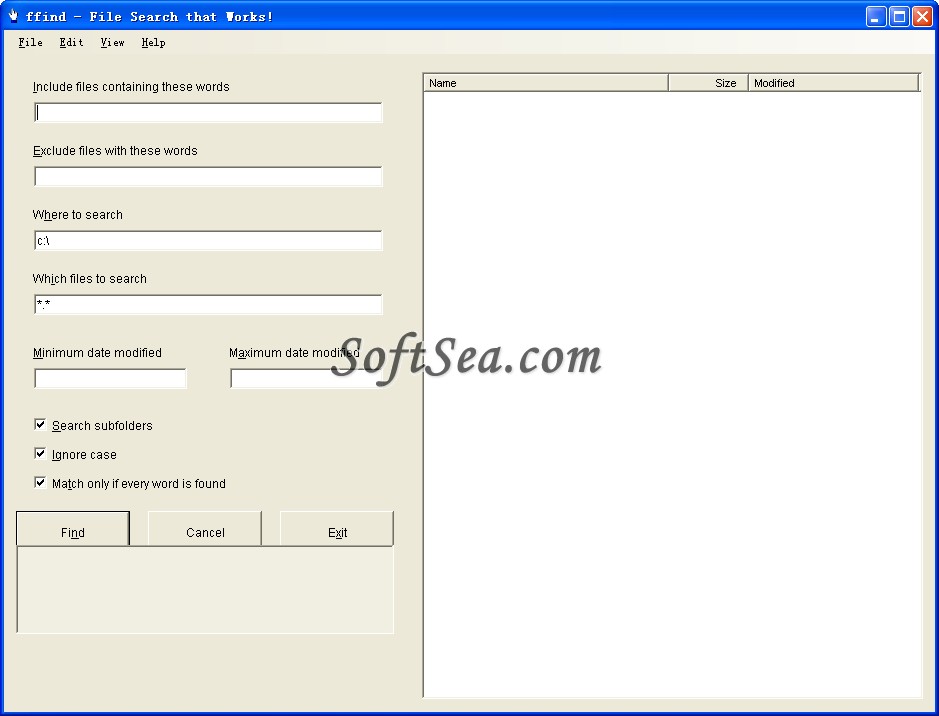ffind - File Finder for Windows Screenshot
