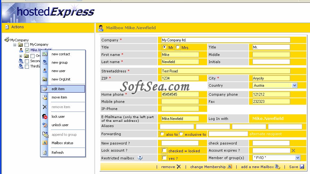hostedExpress community edition Screenshot