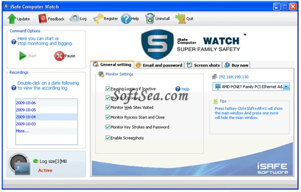 iSafe Computer Watch Screenshot