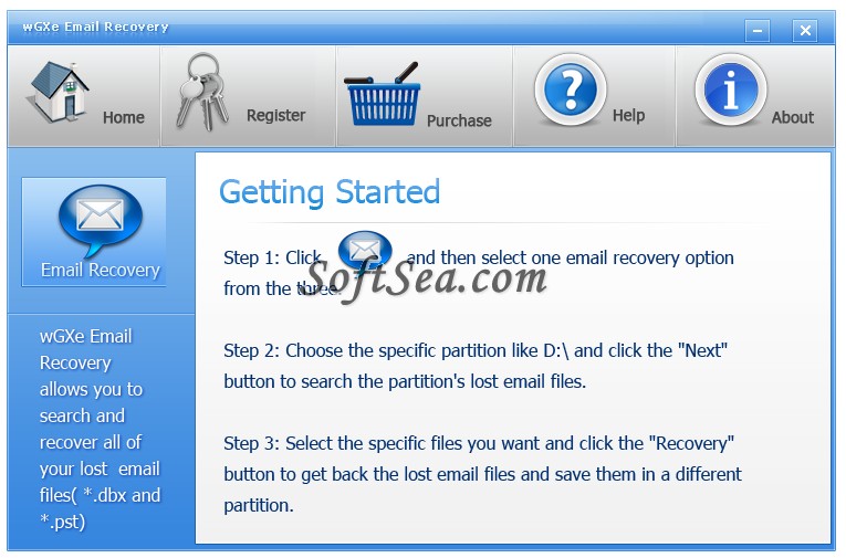 wGXe Email Recovery Screenshot