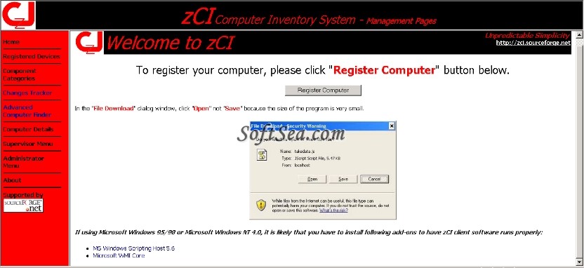 zCI Computer Inventory System Screenshot