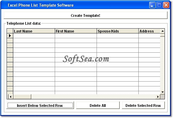 Excel Phone List Template Software Screenshot
